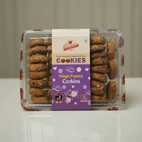 Golden brown Magic Peanut Cookies from Pammi’s Bakers, made with roasted peanuts and baked fresh – eggless, crispy, and perfect for snacking